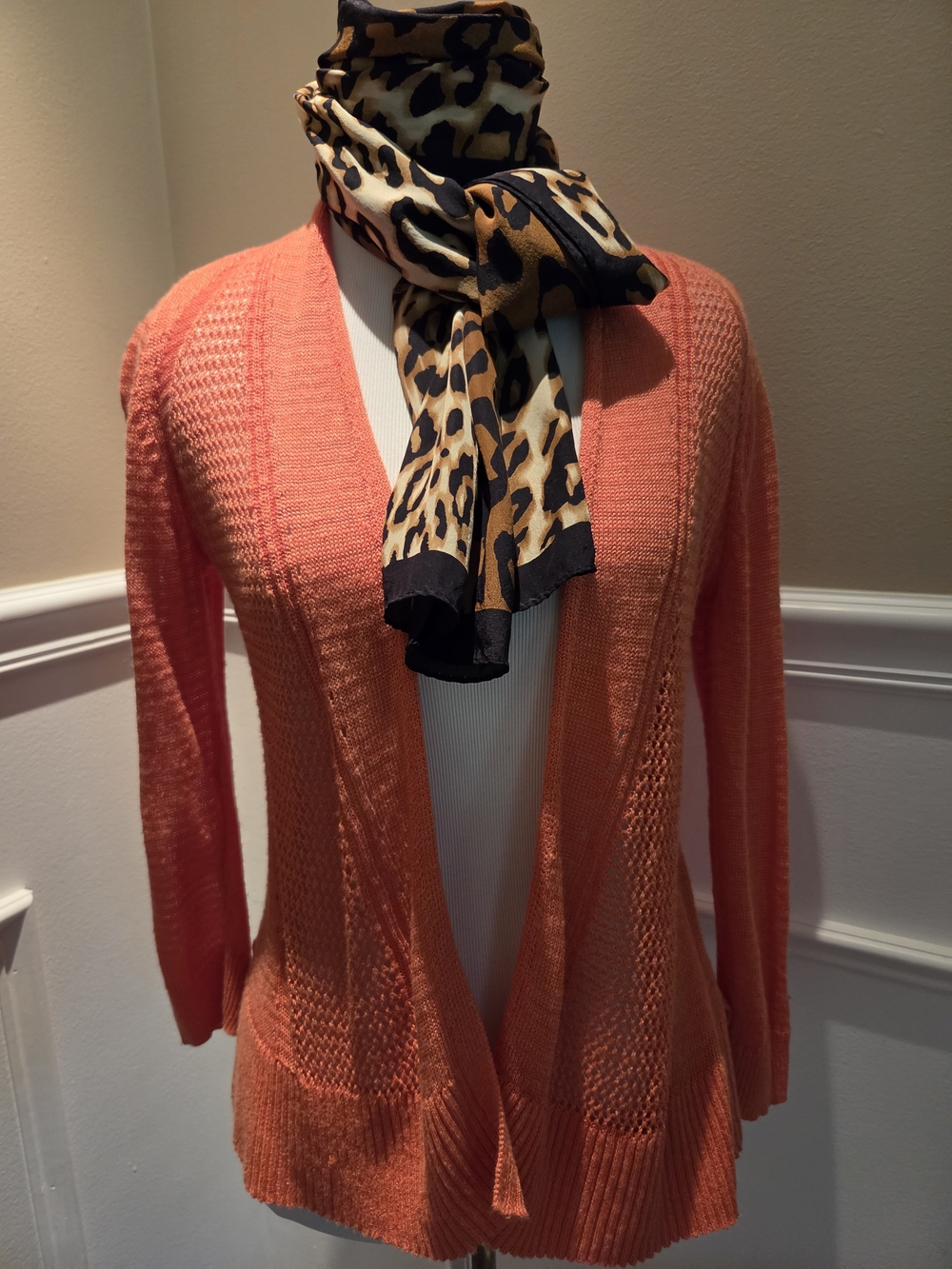 Alfani Petite Orange Open-Knit Cardigan